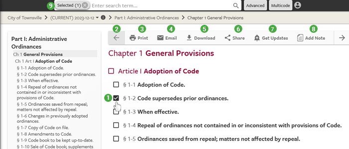 eCode360 screen showing the toolbar